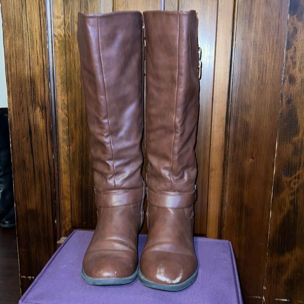 Brown wide calf boot